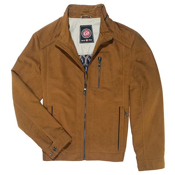 gate one | Leichter Blouson aus Mikrovelour | Cognac